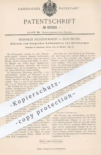 original Patent - Heinrich Sichelschmidt , Dortmund , 1896 , Schrank für Hängende Ablage | Aktenschrank , Büro !!!