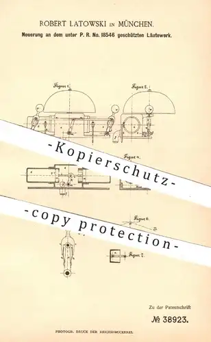 original Patent - Robert Latowski , München , 1886 , Läutewerk | Glocke , Glocken , Signal , Klingel | Eisenbahnen !!!
