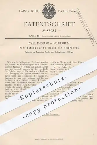 original Patent - Carl Engelke , Hildesheim , 1886 , Reinigung von Heizröhren | Dampfkessel , Dampfmaschinen !!