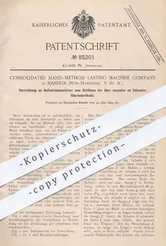 original Patent - Consolidated Hand Method Lasting Machine Comp. , Nashua , New Hampshire , Aufzwickmaschine | Schuhe