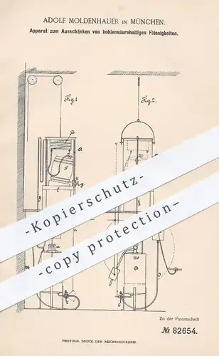 original Patent - Adolf Moldenhauer , München , 1894 , Ausschank von Getränken | Zapfanlage , Zapfhahn , Bier , Bierfass