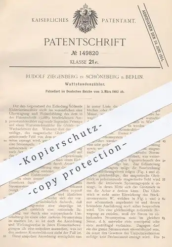 original Patent - Rudolf Ziegenberg , Berlin Schöneberg , 1903 , Wattstundenzähler | Wattstunde , Watt , Elektrizität !!