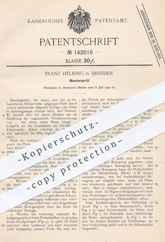 original Patent - Franz Helbing , Dresden , 1902 , Massiergerät | Massieren , Massage , Medizin , Physiotherapie , Arzt