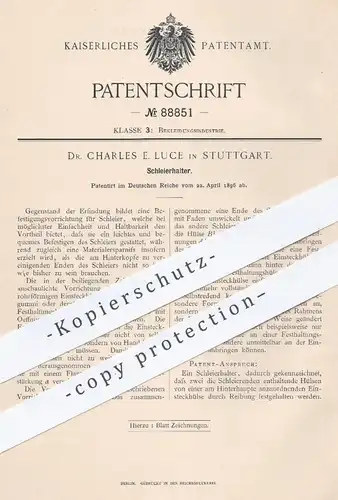 original Patent - Dr. Charles E. Luge , Stuttgart , 1896 , Schleierhalter | Schleier , Hochzeitskleid , Mode , Schneider