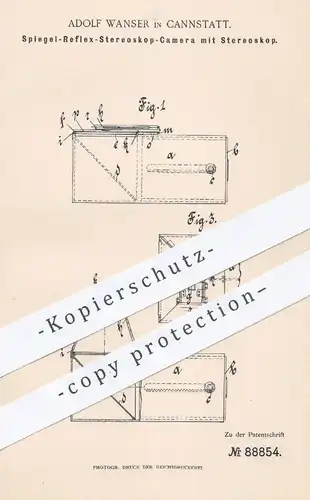 original Patent - Adolf Wanser , Cannstatt  1895 , Spiegel - Reflex - Stereoskop - Kamera | Fotograf , Fotografie , Foto