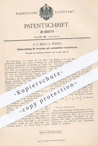 original Patent - A. C. Biese , Berlin , 1895 , Fernrohre mit änderbarer Vergrößerung | Teleskop , Fernrohr , Astronomie