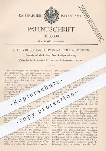 original Patent - Georg Rudel , Thomas Marcher , Dresden , 1895 , Kompass mit elektrischer Fern - Anzeige | Strom !!!