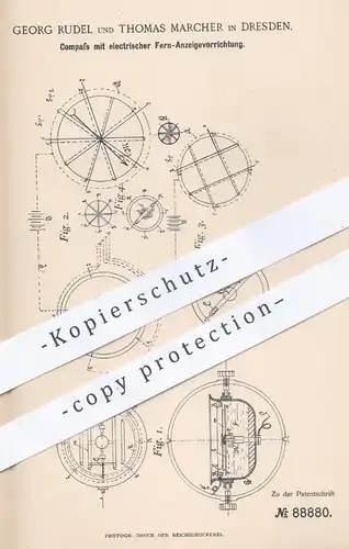 original Patent - Georg Rudel , Thomas Marcher , Dresden , 1895 , Kompass mit elektrischer Fern - Anzeige | Strom !!!