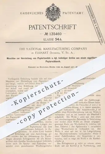 original Patent - National Manufacturing Company Elkhart , Indiana USA , 1901 , Herstellung der Papierbeutel | Papier
