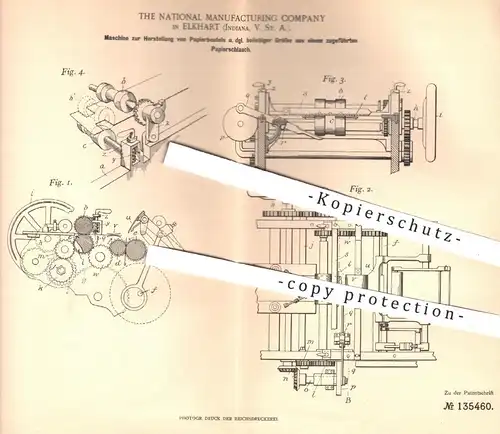 original Patent - National Manufacturing Company Elkhart , Indiana USA , 1901 , Herstellung der Papierbeutel | Papier