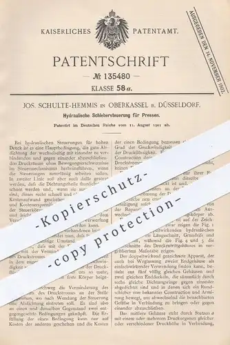 original Patent - J. Schulte Hemmis , Oberkassel / Düsseldorf , 1901 , Hydraulische Steuerung für Pressen | Presse !!