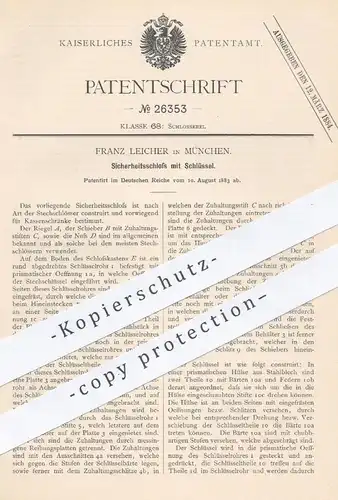 original Patent - Franz Leicher , München , 1883 , Sicherheitsschloss mit Schlüssel | Schloss , Schlösser , Schlosser