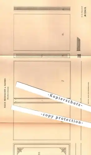 original Patent - Julius Heckhausen , Barmen , 1885 , Bucheinband | Buch , Bücher , Buchbinder , Buchbinderei , Papier !