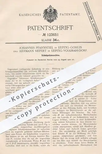 original Patent - Joh. Pfannstiel , Leipzig Gohlis / Volkmarsdorf  , Herm. Seifert , 1900 , Schuhputzmaschine | Schuhe !