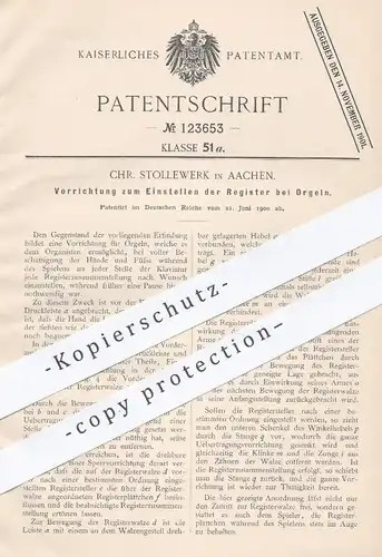 original Patent - Chr. Stollewerk in Aachen , 1900 , Einstellen der Register bei Orgeln | Orgel , Kirchenorgel , Klavier