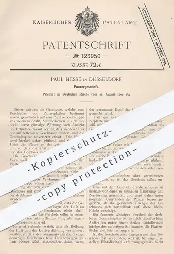 original Patent - Paul Hesse , Düsseldorf , 1900 , Panzergeschoss , Geschoss | Zündhütchen , Gewehr , Patrone , Waffen !