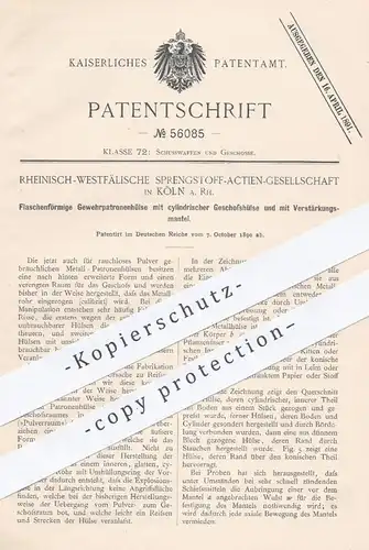 original Patent - Rheinisch Westfälische Sprengstoff AG , Köln , 1890 , Gewehr - Patronenhülse | Munition , Patronen !!!