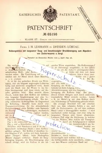 original Patent -  Firma J. M. Lehmann in Dresden-Löbtau , 1892 , Gebläse und Lüftungsvorrichtungen !!!