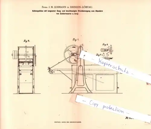 original Patent -  Firma J. M. Lehmann in Dresden-Löbtau , 1892 , Gebläse und Lüftungsvorrichtungen !!!