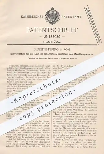 original Patent - Guiseppe Perino , Rom , 1900 , Kühlung von Lauf am Geschütz oder Maschinen - Gewehr | Waffen , Militär