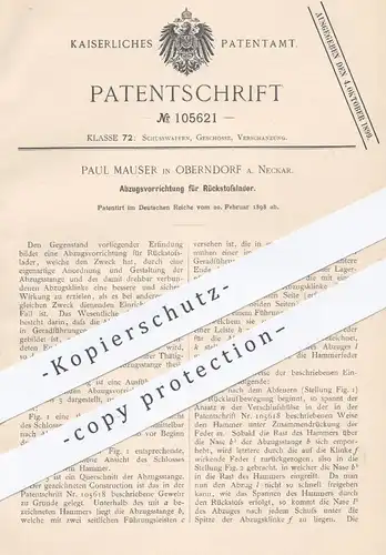 original Patent - Paul Mauser , Oberndorf / Neckar , 1898 , Abzug für Rückstoßlader - Gewehre | Jagd , Waffen , Militär