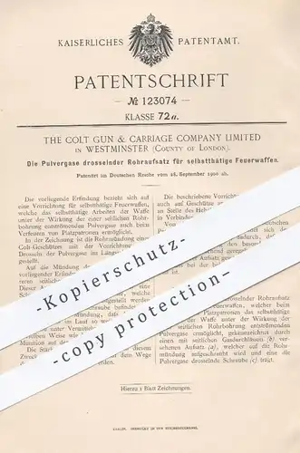 original Patent - The Colt Gun & Carriage Company Limited , Westminster London , 1900 , Rohraufsatz für Feuerwaffen !!