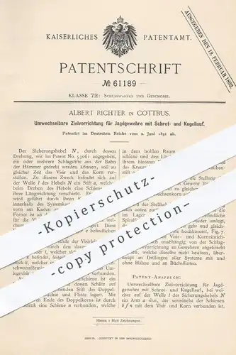 original Patent - Albert Richter , Cottbus , 1891 , Jagdgewehre mit Schrot- u. Kugellauf | Gewehr , Jagd , Waffen !!!