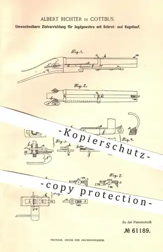 original Patent - Albert Richter , Cottbus , 1891 , Jagdgewehre mit Schrot- u. Kugellauf | Gewehr , Jagd , Waffen !!!