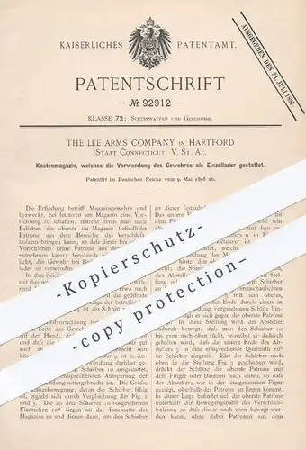 original Patent - The Lee Arms Company , Hartford Connecticut USA , 1896 , Kastenmagazin für Gewehre | Jagd , Waffen !!!