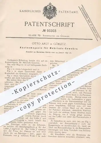 original Patent - Otto Arlt , Görlitz , 1897 , Kastenmagazin für Mehrlade - Gewehre | Gewehr , Jagd , Waffen , Waffe !!!