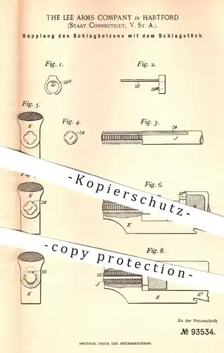 original Patent - The Lee Arms Company , Hartford , Connecticut USA , 1896 , Schlagbolzen am Gewehr | Militär , Waffen !