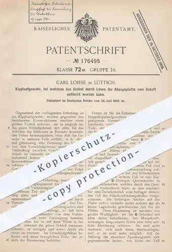 original Patent - Carl Lohse , Lüttich , 1904 , Kipplaufgewehr | Gewehre , Militär , Jagd , Waffen , Gewehr , Waffe !!