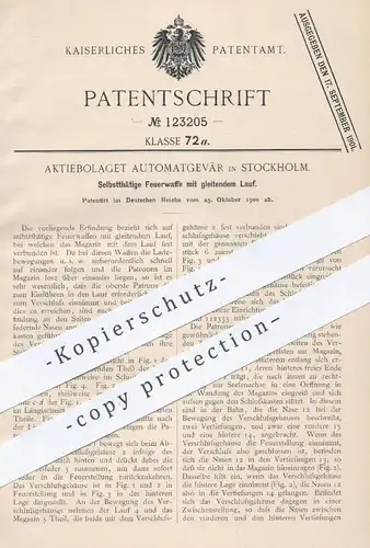 original Patent - Aktiebolaget Automatgevär in Stockholm , 1900 ,  Feuerwaffe | Waffen , Gewehr , Jagd , Militär !!!