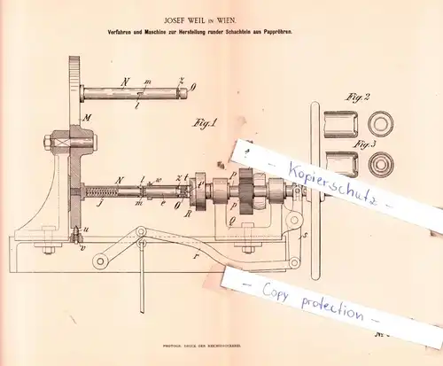 original Patent - Josef Weil in Wien , 1892 , Papiererzeugnisse !!!