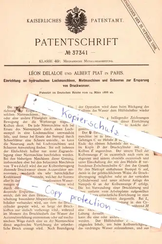 original Patent - Lèon Delaloe und Albert Piat in Paris , 1886 , Mechanische Metallbearbeitung !!!