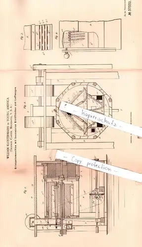 original Patent -  William Klostermann in Young America , 1886 , Griesputzmaschine mit Gleitflächen und Luftwegen !!!