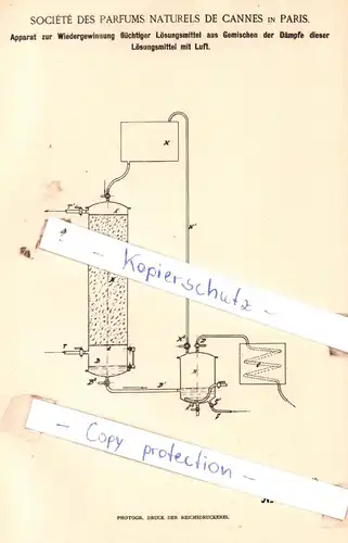 original Patent - Sociètè des Parfums Naturels de Cannes in Paris , 1891 , Fettindustrie !!!