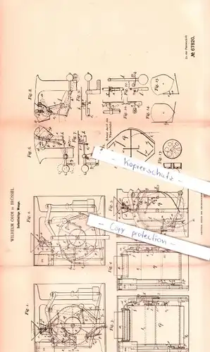 original Patent - Wilhelm Ohm in Brüssel , 1891 , Selbstthätige Waage !!!