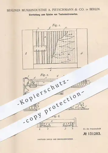 original Patent - Musikindustrie A. Pietschmann & Co. , Berlin , 1901 , Tasteninstrumente | Harmonium , Piano , Klavier