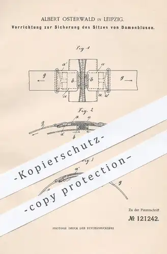 original Patent - Albert Osterwald , Leipzig , 1900 , Blusen- u. Rockhalter | Damenblusen , Rock , Blusen , Schneider !!