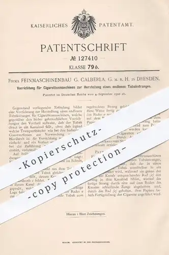 original Patent - Feinmaschinenbau G. Calberla GmbH , Dresden , 1900 , Zigarettenmaschine | Zigaretten , Tabak , Rauchen