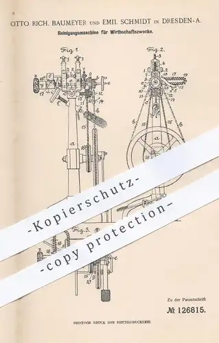 original Patent - Otto Rich. Baumeyer , Emil Schmidt , Dresden , 1901 , Reinigungsmaschine für Besteck , Messer u. Gabel