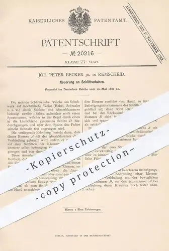original Patent - Joh. Peter Becker , Remscheid , 1882 , Schlittschuh , Schlittschuhe | Schuh , Schuhe , Wintersport !!