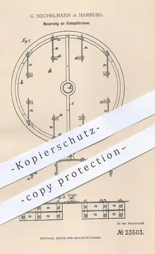 original Patent - G. Hechelmann , Hamburg , 1883 , Kompassrosen , Kompass | Sir William Thomson | Magnetnadel