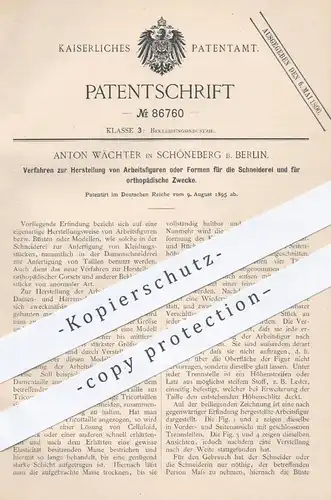 original Patent - A. Wächter , Berlin Schöneberg , 1895 , Büsten o. Modelle für Schneider u. Orthopäden | Schneiderpuppe