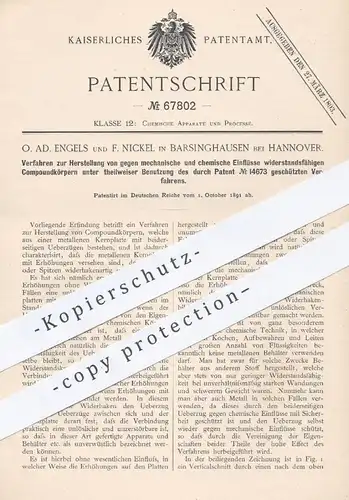 original Patent - O. Ad. Engels , F. Nickel , Barsinghausen / Hannover , 1891 , Herstellung von Compoundkörper | Chemie