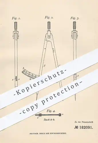 original Patent - Carl Techmer , Kassel , 1906 , Übertragungszirkel | Zirkel , Bauzeichner , Architekt , Ingenieur !!!