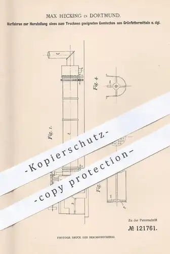 original Patent - Max Hecking , Dortmund 1900 , Gemisch aus Grünfutter | Tierfutter , Tierzucht , Landwirtschaft , Rüben