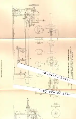 original Patent - B. Alfred u. William Dobson ,  R. Crompton Tonge , Bolton Lancashire England 1879 , Mule Spinnmaschine