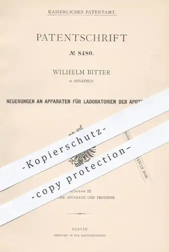 original Patent - Wilhelm Bitter , Bielefeld , 1879 , Abdampfen , Destillieren der Kräuter für Apotheken | Apotheker !!!